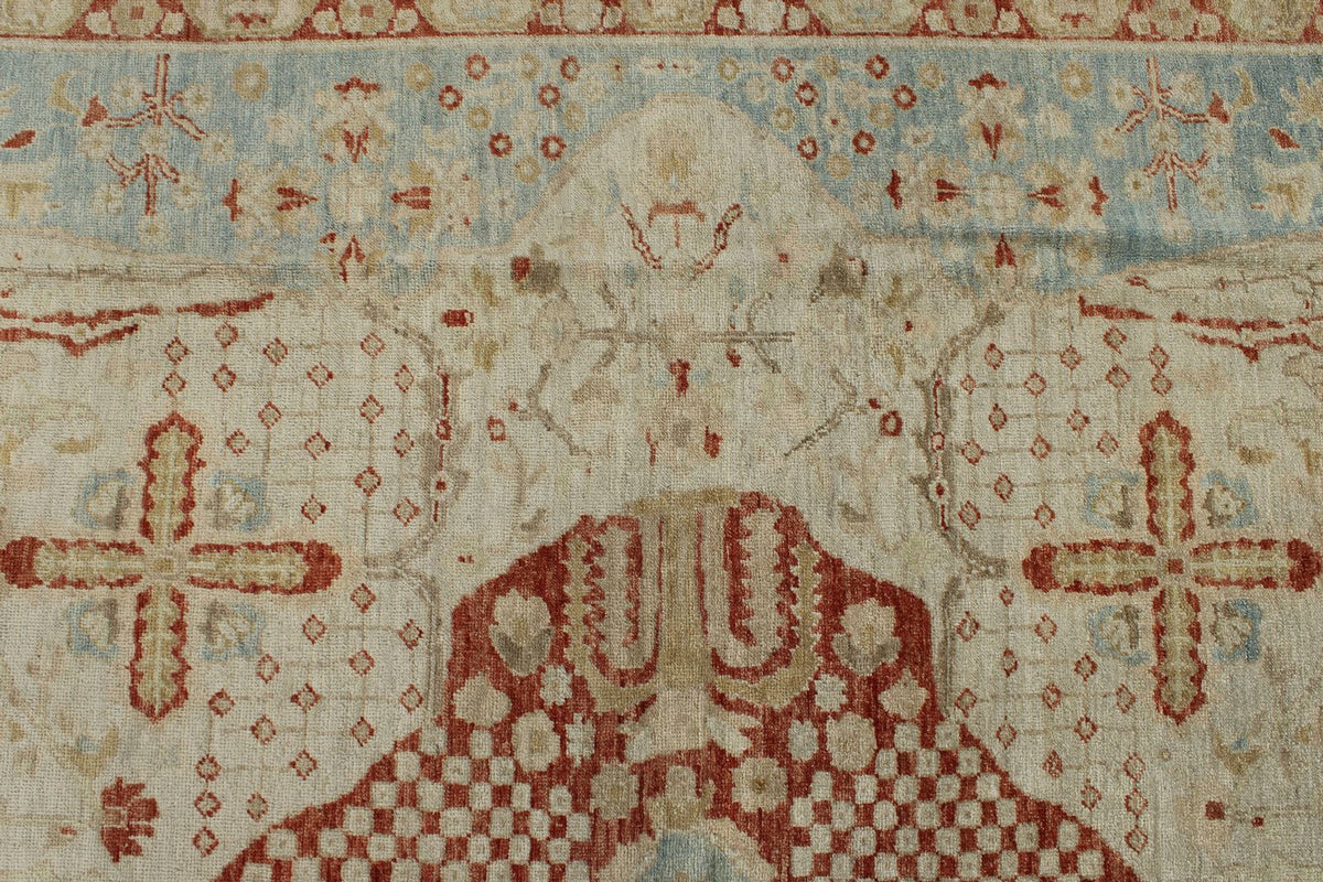 11x14 Blue and Ivory Turkish Oushak Rug