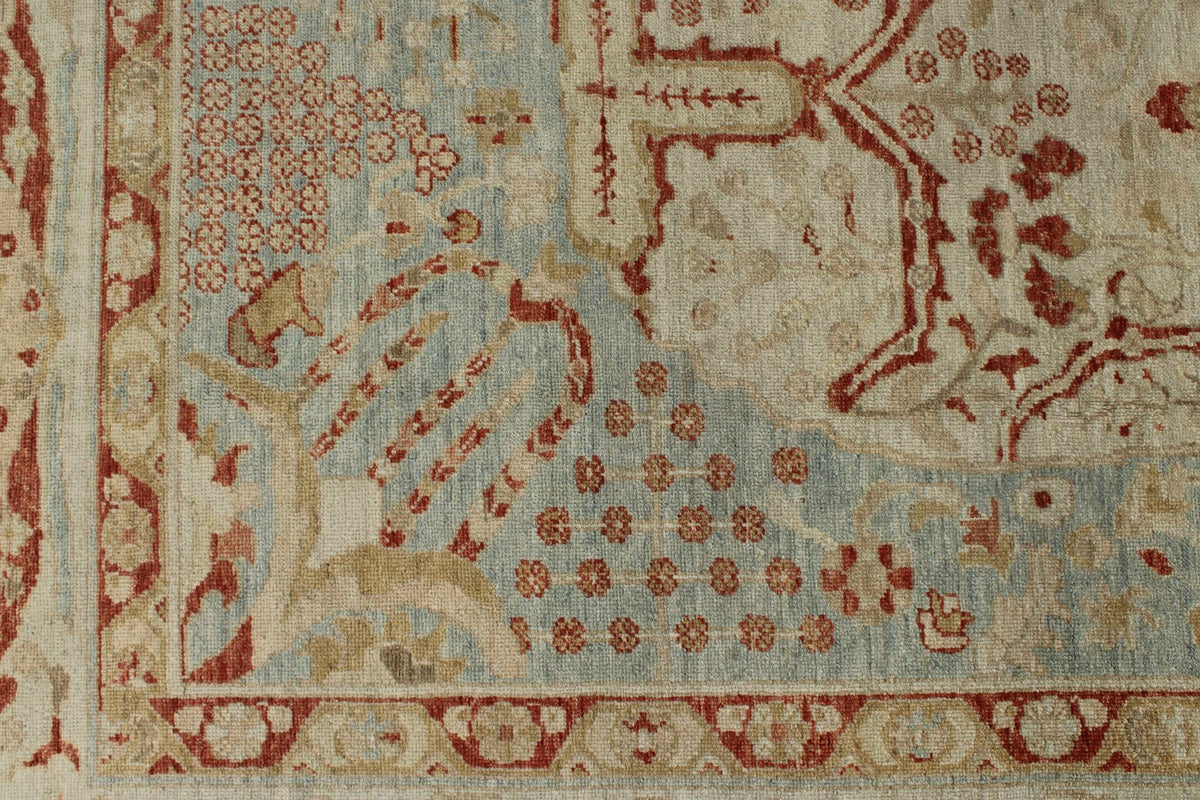 11x14 Blue and Ivory Turkish Oushak Rug