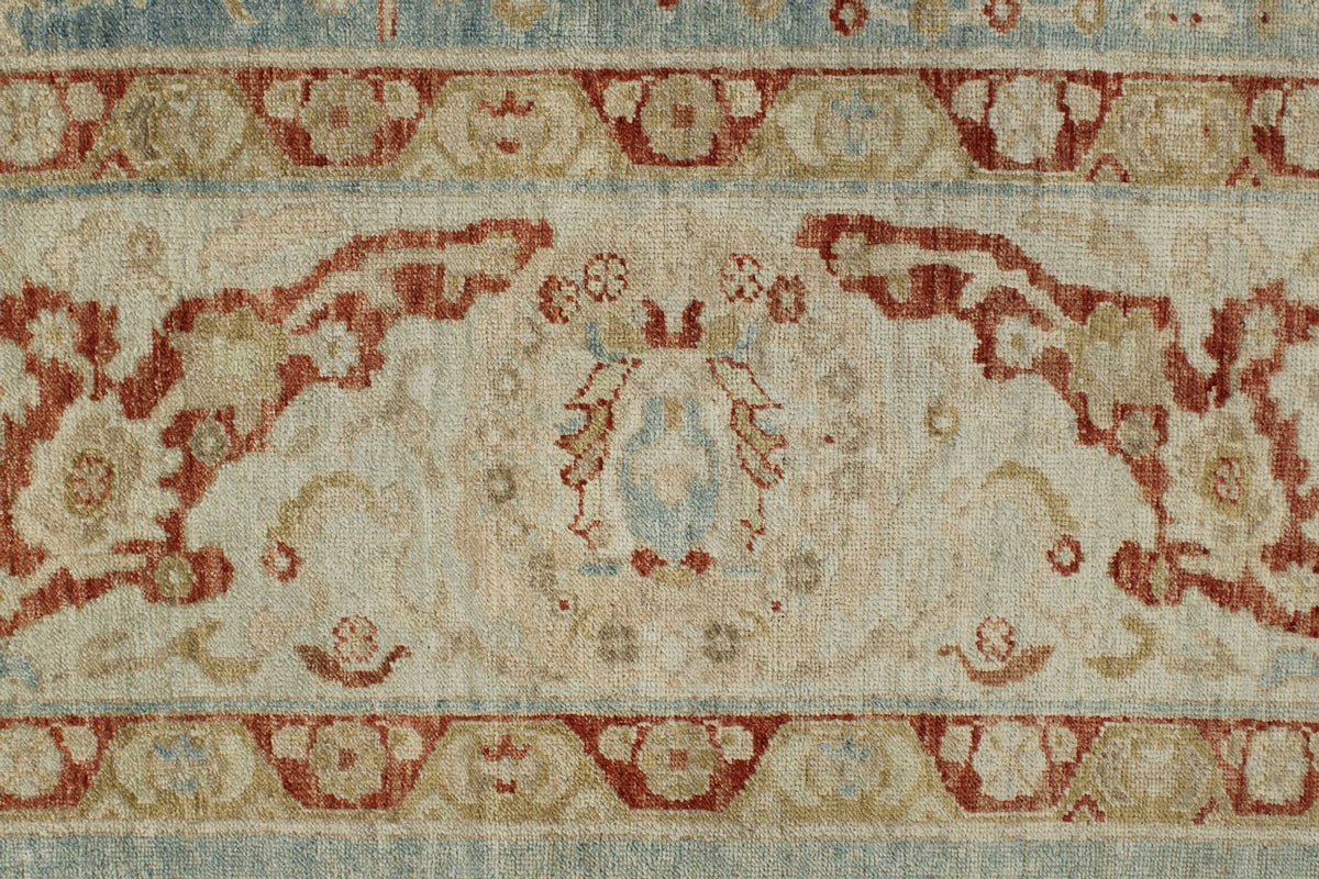 11x14 Blue and Ivory Turkish Oushak Rug