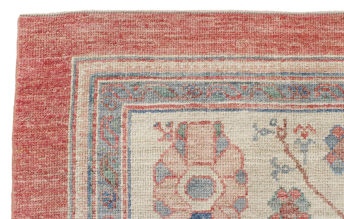 9x12 Rust and Ivory Turkish Oushak Rug