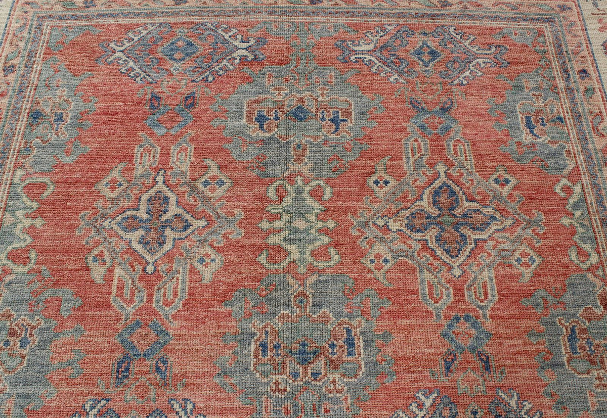 9x12 Rust and Ivory Turkish Oushak Rug
