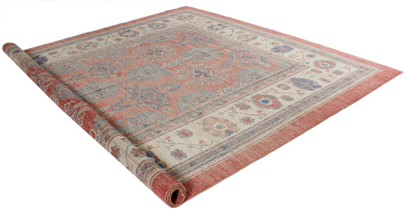 9x12 Rust and Ivory Turkish Oushak Rug