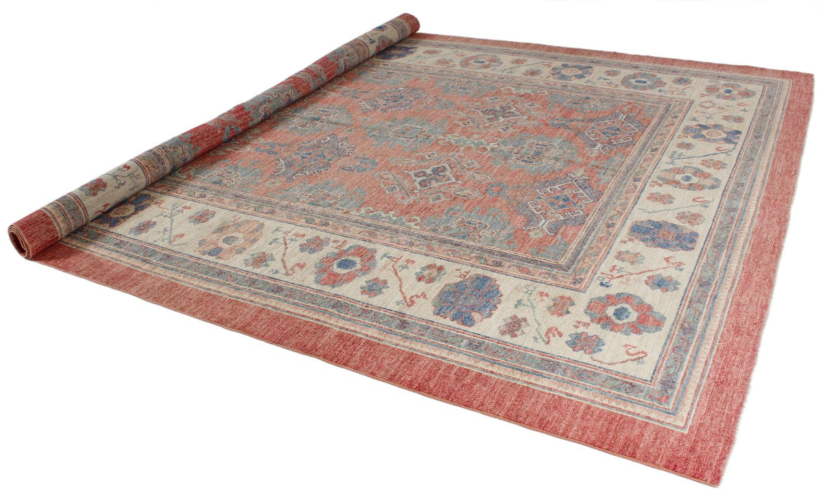 9x12 Rust and Ivory Turkish Oushak Rug