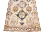 4x7 Ivory and Blue Turkish Tribal Rug