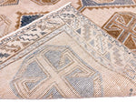 4x7 Ivory and Blue Turkish Tribal Rug