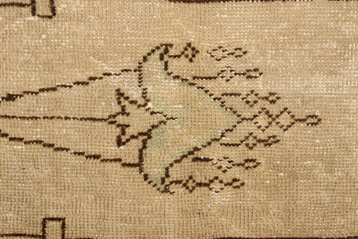 4x4 Ivory and Blue Turkish Tribal Rug