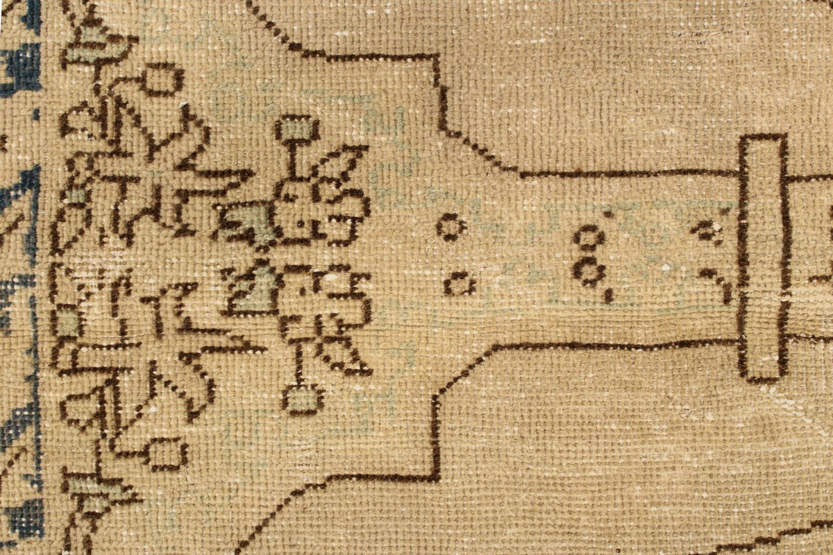 4x4 Ivory and Blue Turkish Tribal Rug