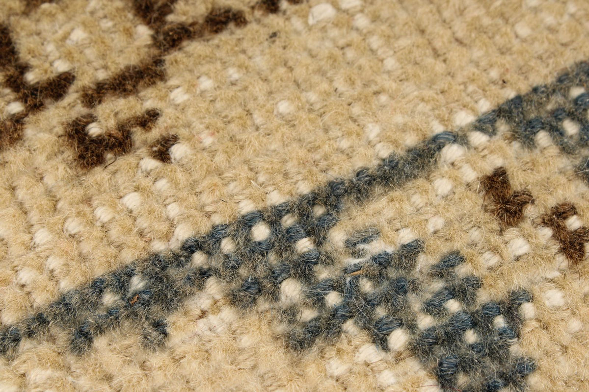 4x4 Ivory and Blue Turkish Tribal Rug
