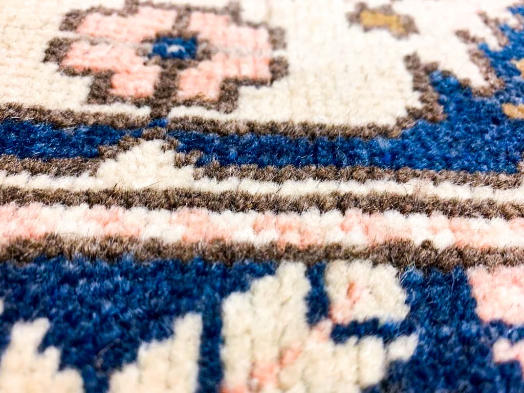 6x9 Navy and Peach Anatolian Turkish Tribal Rug