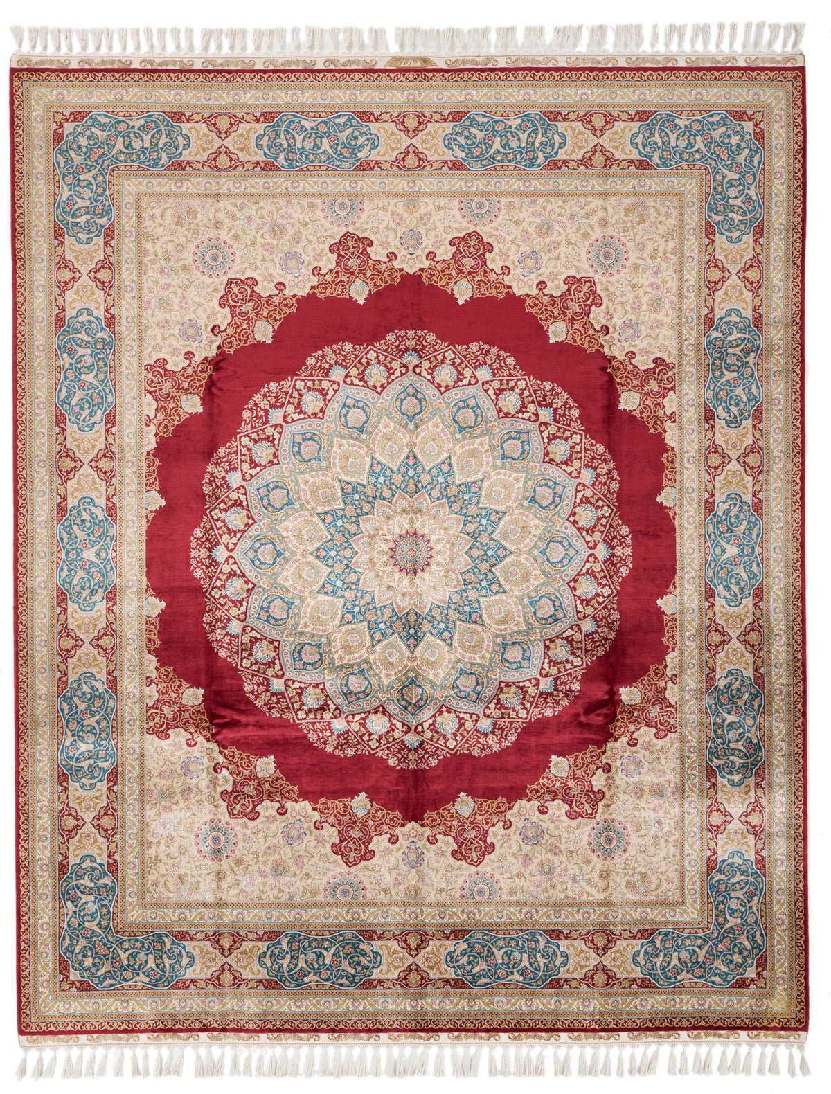 8x10 Red and Blue Turkish Silk Rug