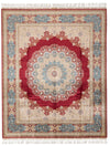 8x10 Red and Blue Turkish Silk Rug