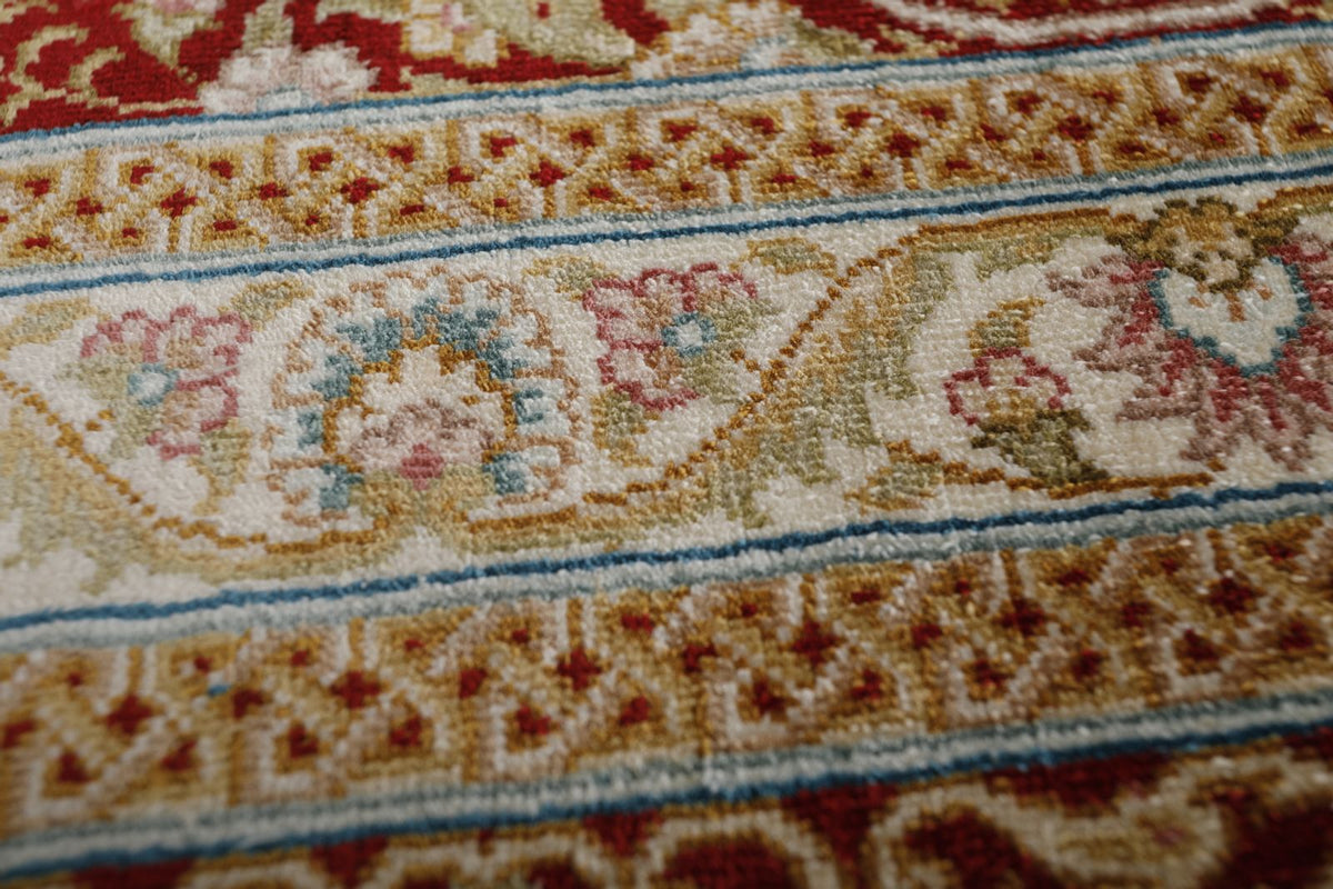 8x10 Red and Blue Turkish Silk Rug