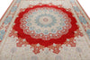 8x10 Red and Blue Turkish Silk Rug