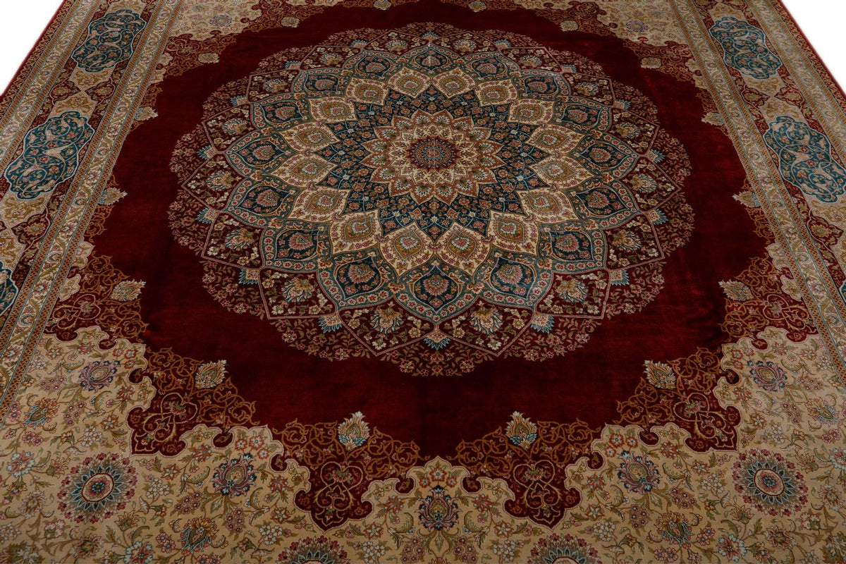8x10 Red and Blue Turkish Silk Rug