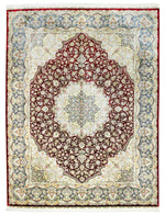 9x12 Red and Blue Turkish Silk Rug