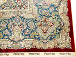 9x12 Red and Blue Turkish Silk Rug