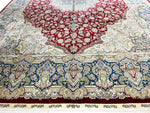 9x12 Red and Blue Turkish Silk Rug