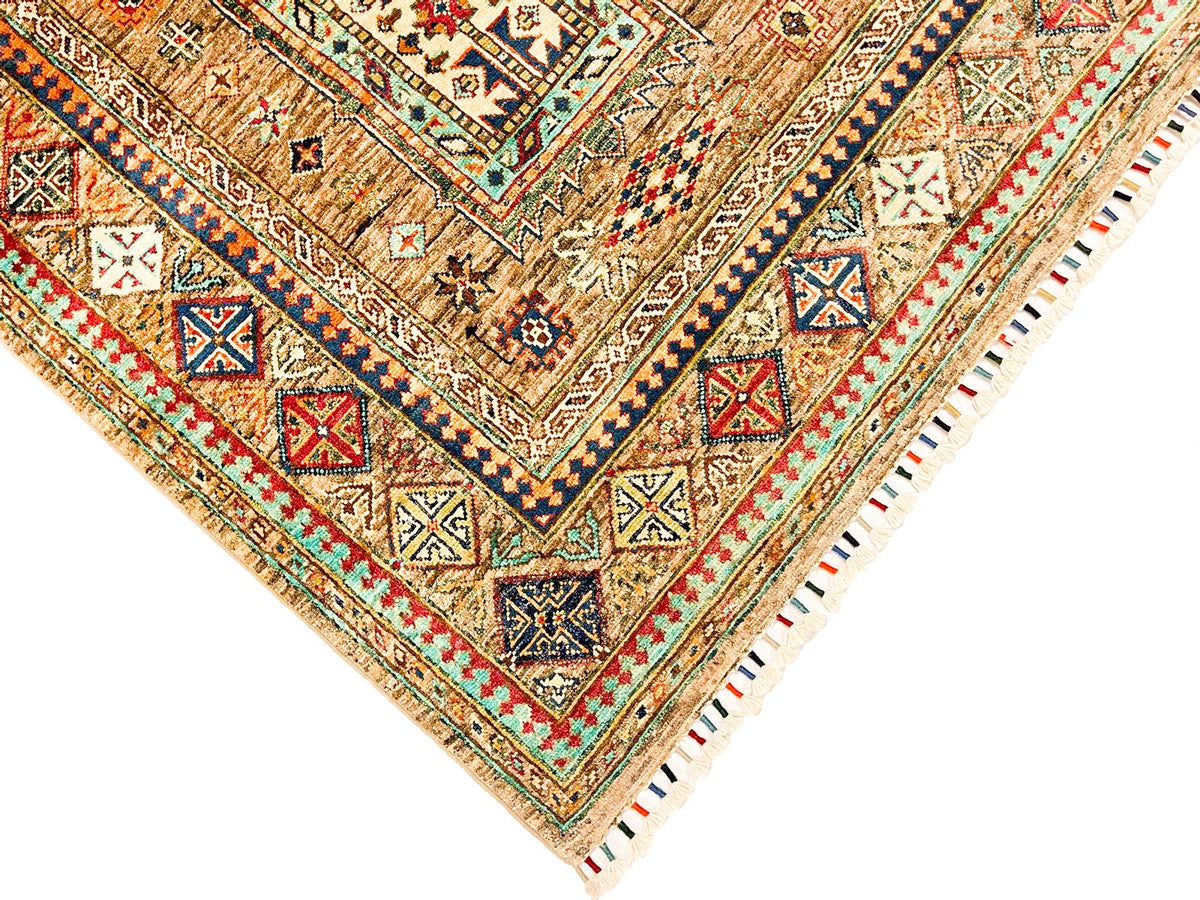 6x9 Gray and Orange Tribal Rug