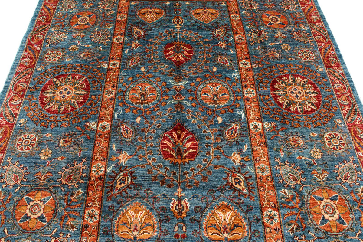 6x10 Blue and Multicolor Anatolian Traditional Rug