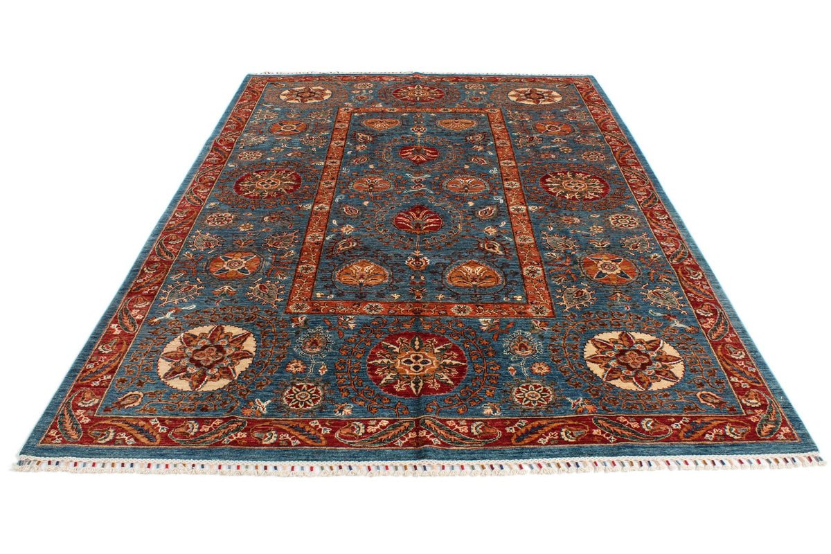 6x10 Blue and Multicolor Anatolian Traditional Rug