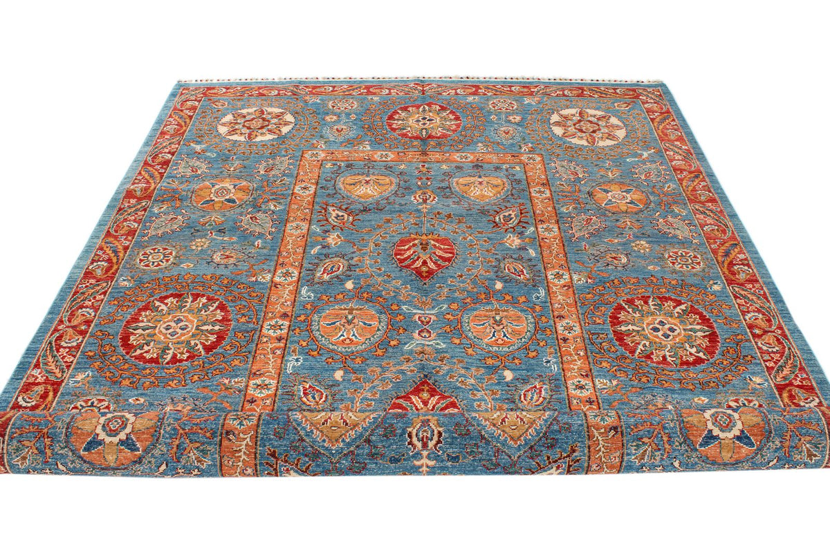 6x10 Blue and Multicolor Anatolian Traditional Rug