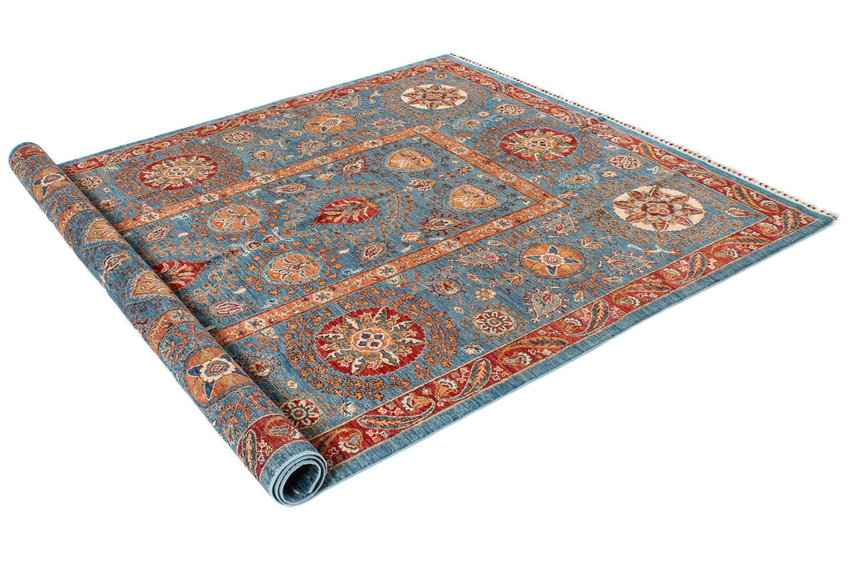 6x10 Blue and Multicolor Anatolian Traditional Rug