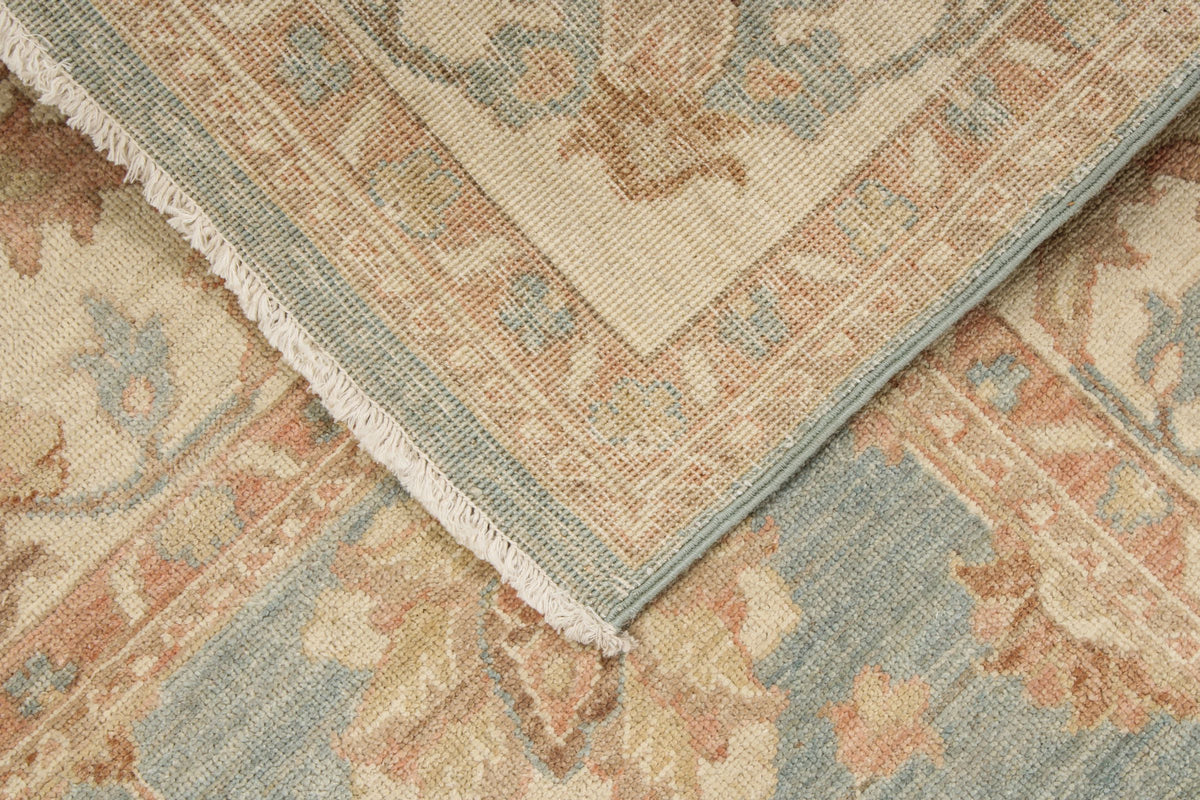 4x41 Blue and Ivory Turkish Oushak Runner