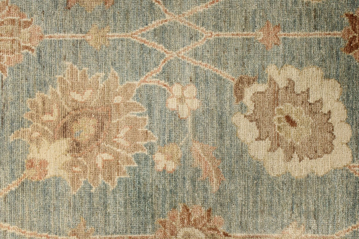 4x41 Blue and Ivory Turkish Oushak Runner