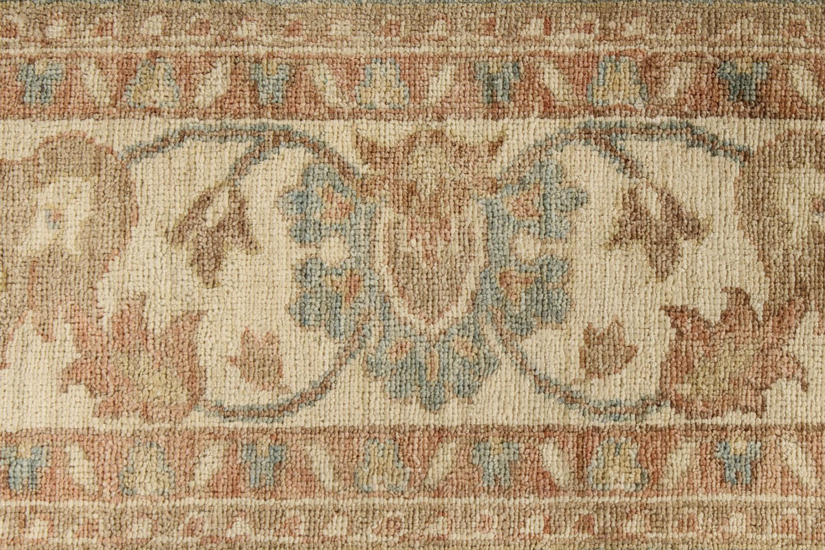 4x41 Blue and Ivory Turkish Oushak Runner