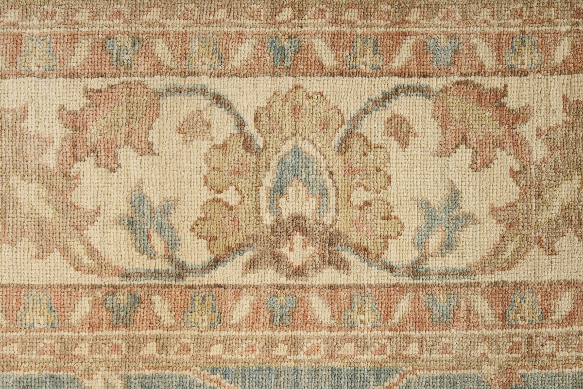 4x41 Blue and Ivory Turkish Oushak Runner