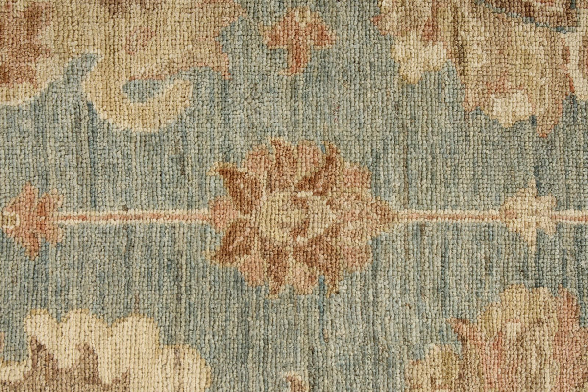 4x41 Blue and Ivory Turkish Oushak Runner