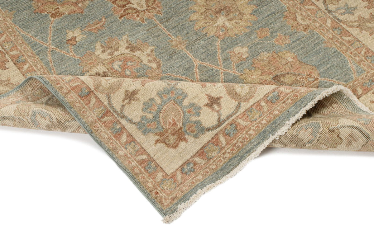 4x41 Blue and Ivory Turkish Oushak Runner