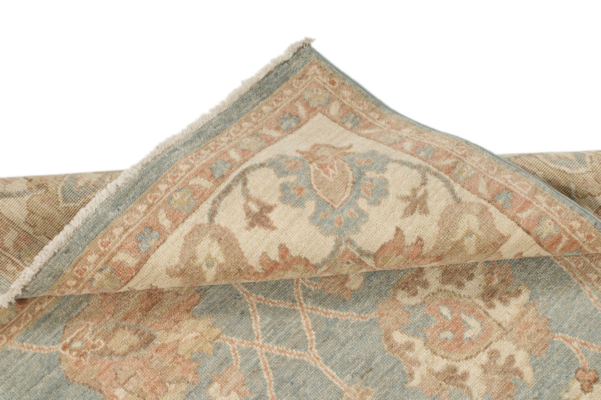 4x41 Blue and Ivory Turkish Oushak Runner