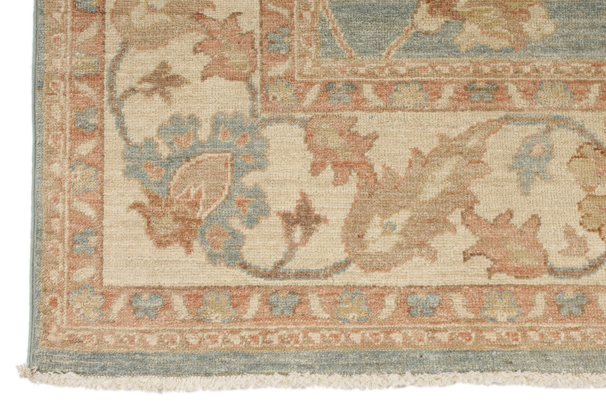 4x41 Blue and Ivory Turkish Oushak Runner