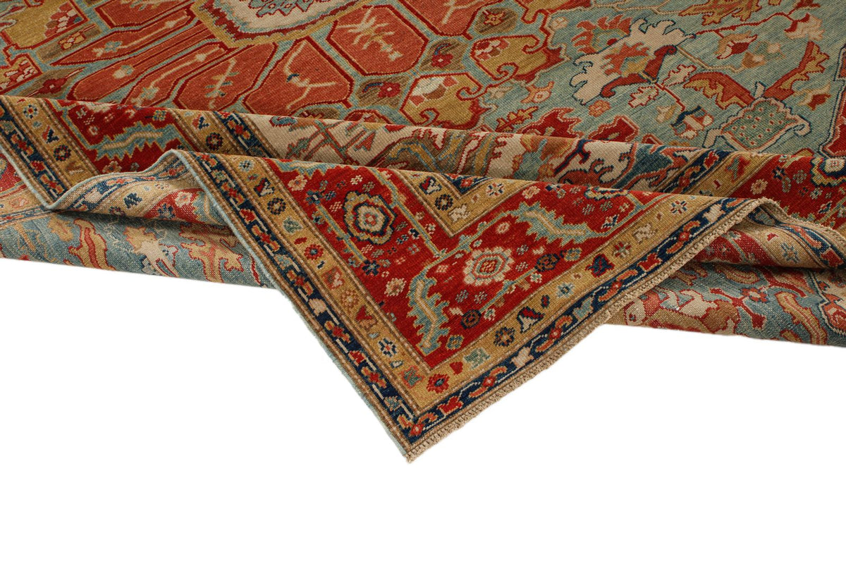 7x10 Blue and Red Turkish Traditional Rug
