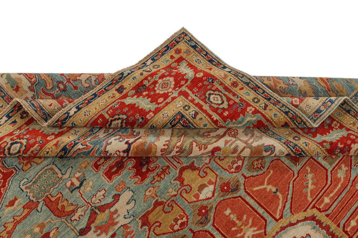 7x10 Blue and Red Turkish Traditional Rug
