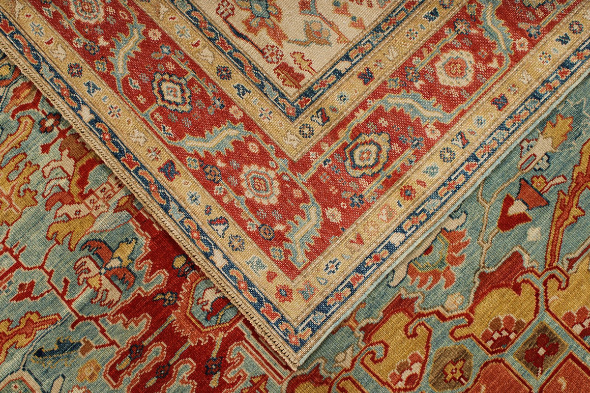 7x10 Blue and Red Turkish Traditional Rug