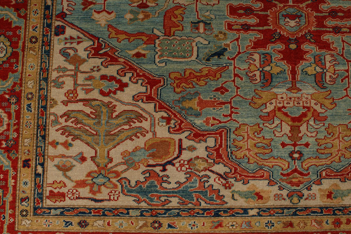 7x10 Blue and Red Turkish Traditional Rug