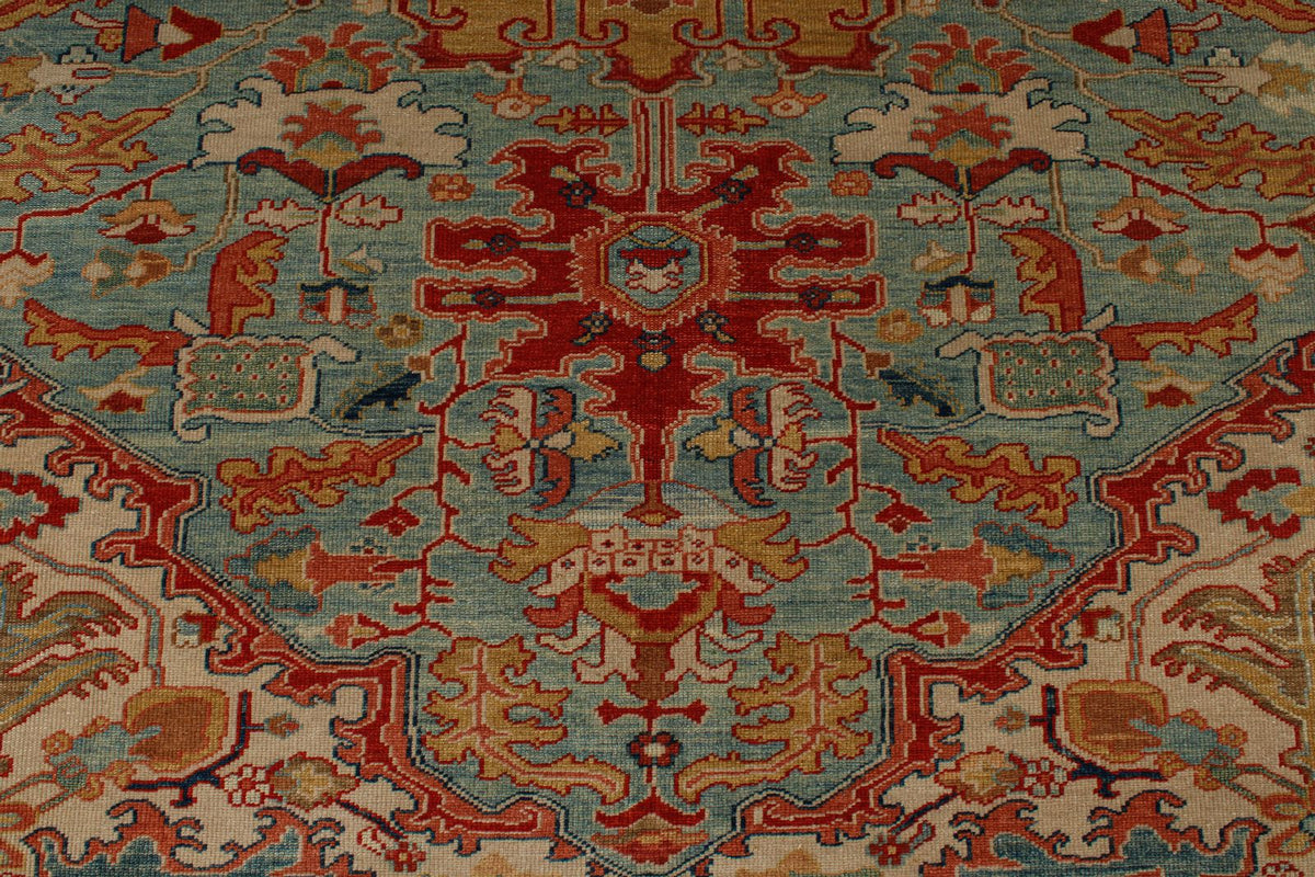 7x10 Blue and Red Turkish Traditional Rug