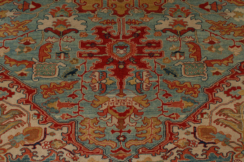 7x10 Blue and Red Turkish Traditional Rug