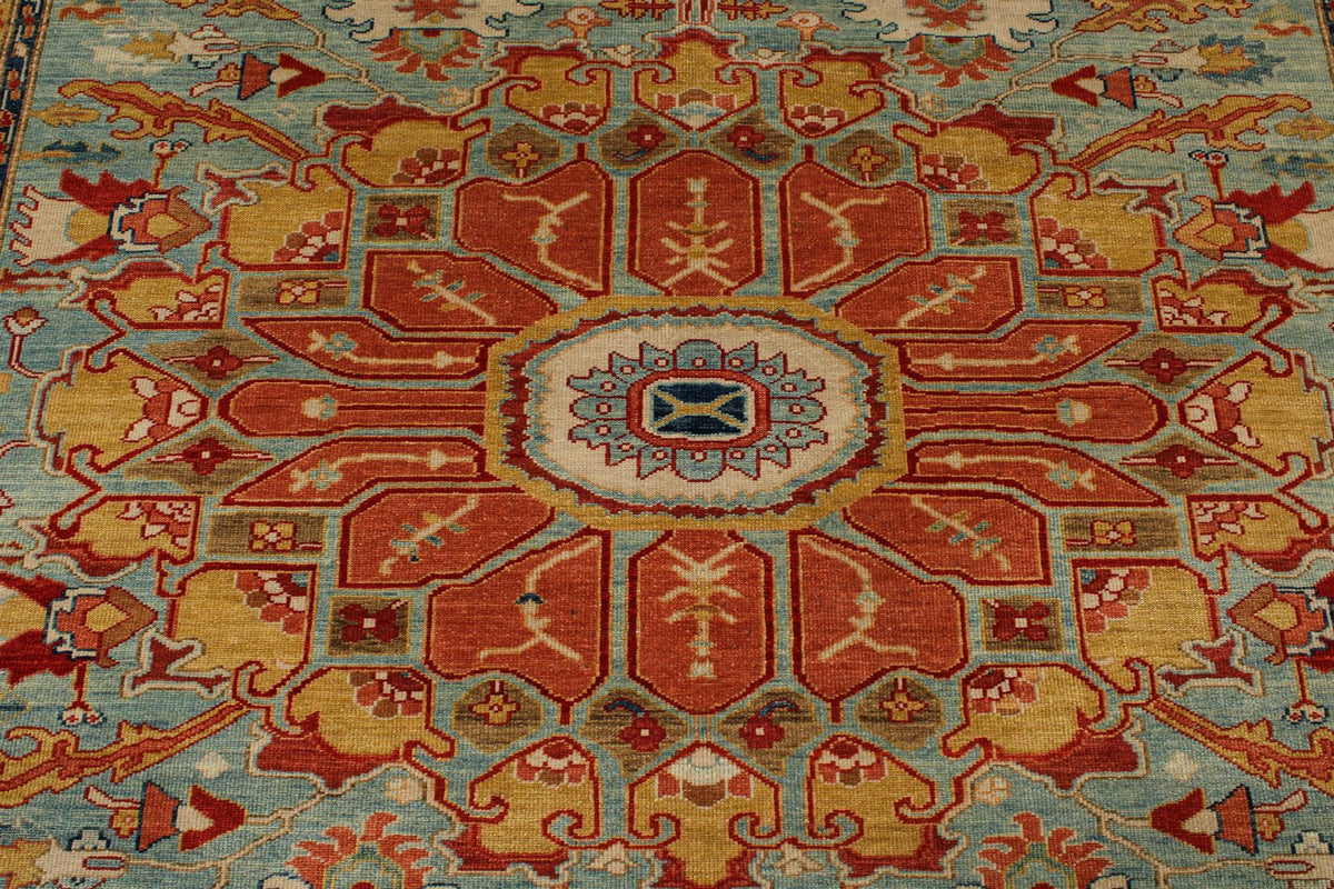 7x10 Blue and Red Turkish Traditional Rug