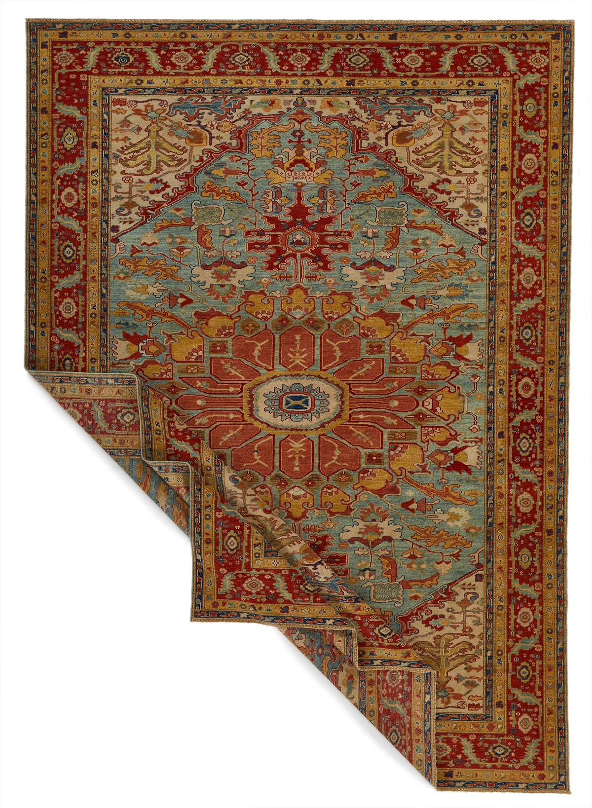 7x10 Blue and Red Turkish Traditional Rug