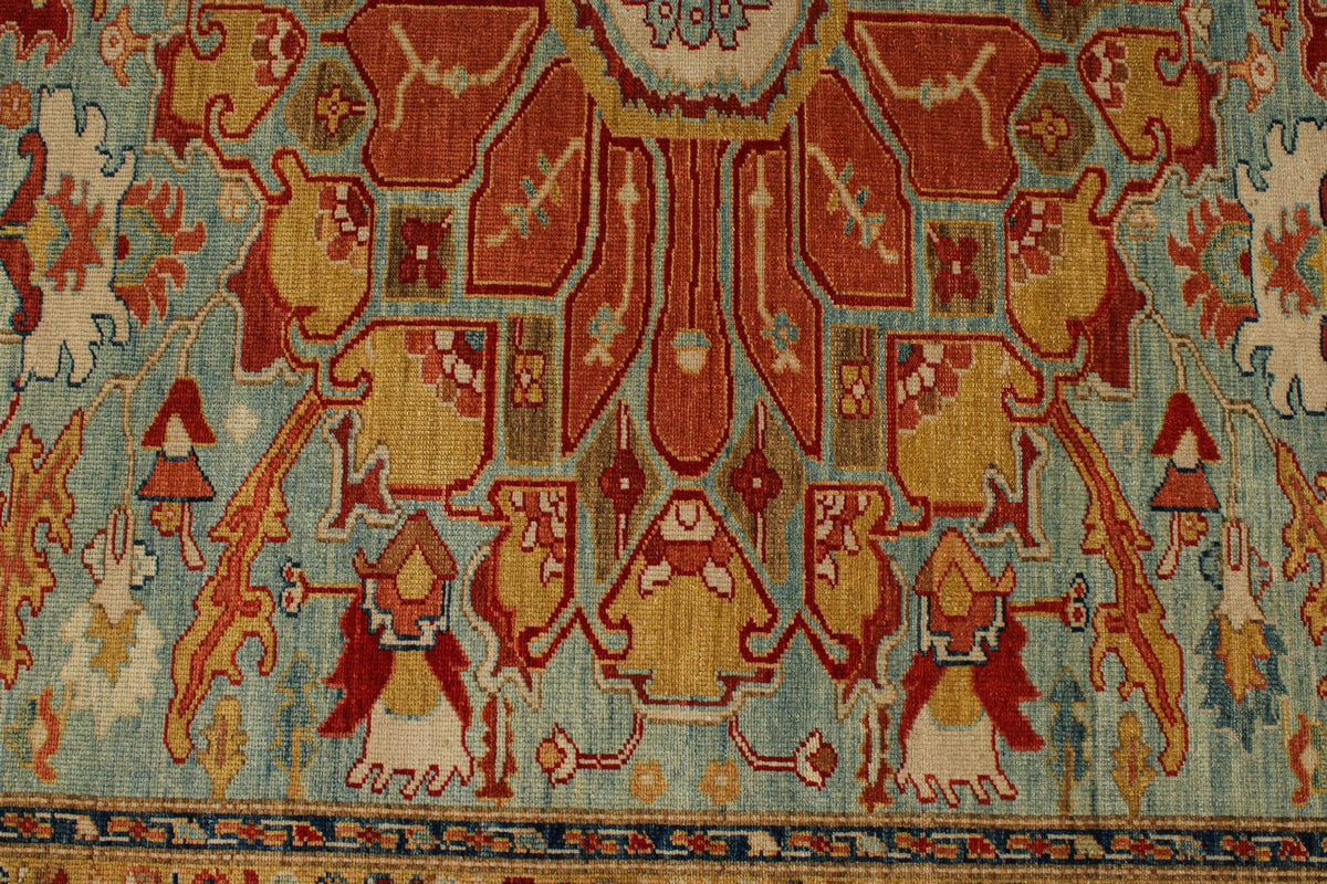 7x10 Blue and Red Turkish Traditional Rug