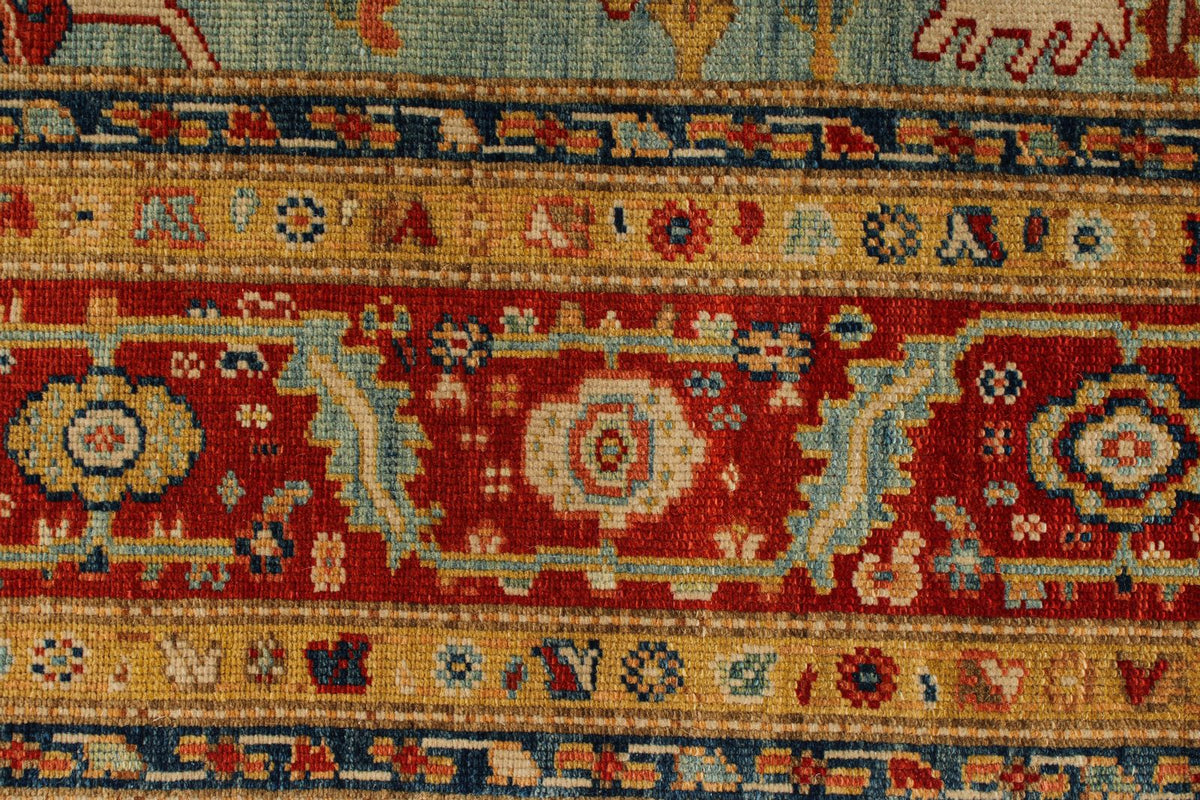 7x10 Blue and Red Turkish Traditional Rug
