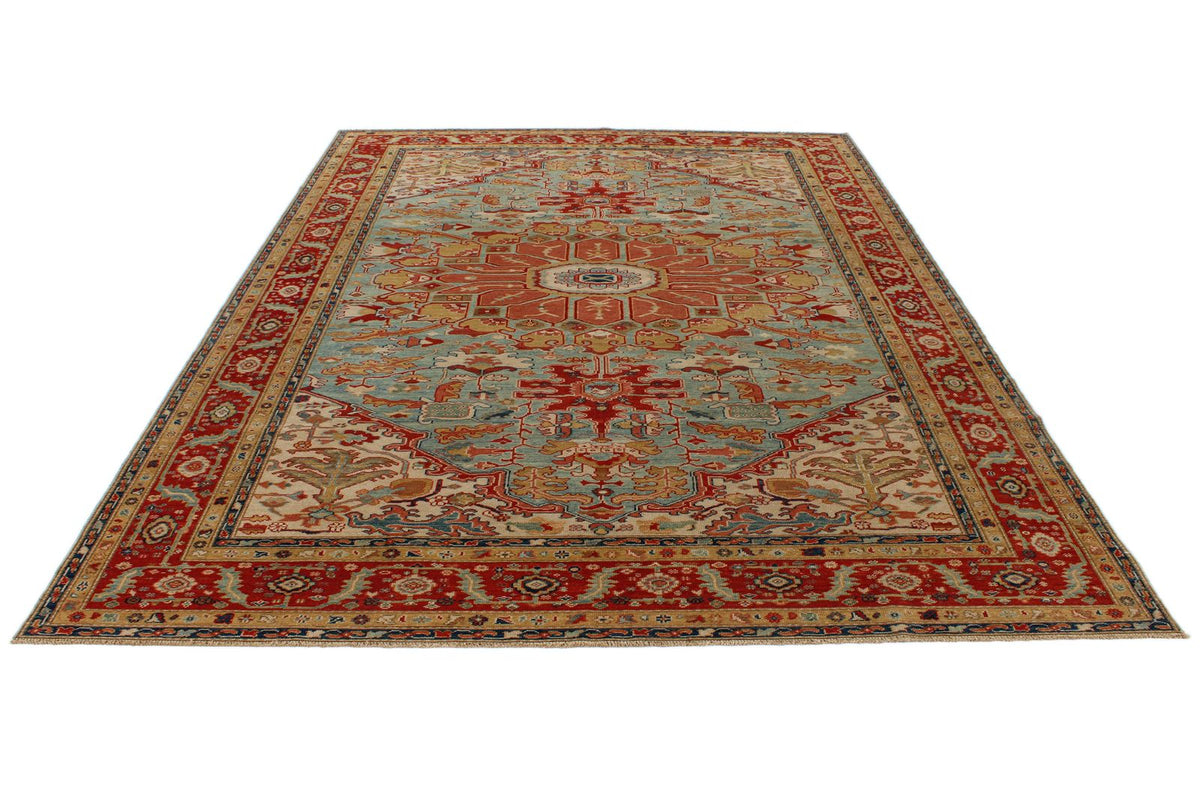 7x10 Blue and Red Turkish Traditional Rug