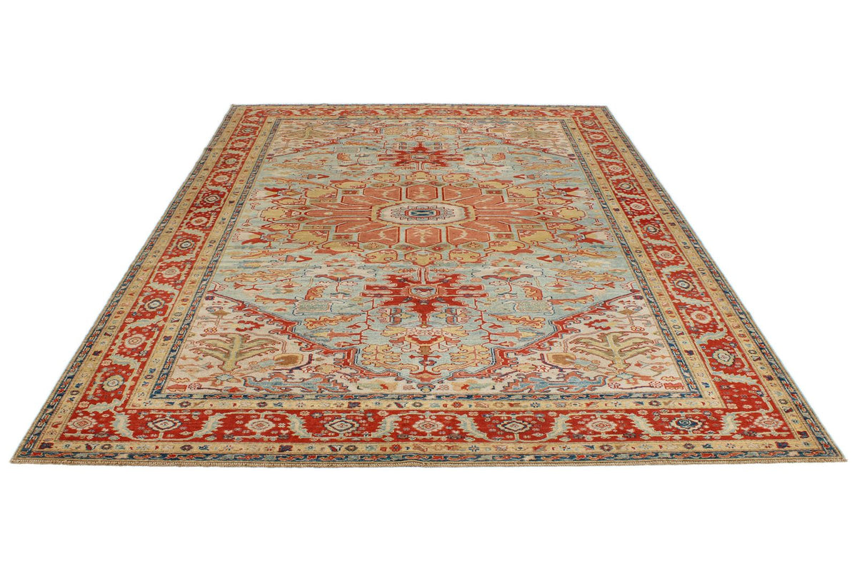 7x10 Blue and Red Turkish Traditional Rug