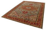 7x10 Blue and Red Turkish Traditional Rug