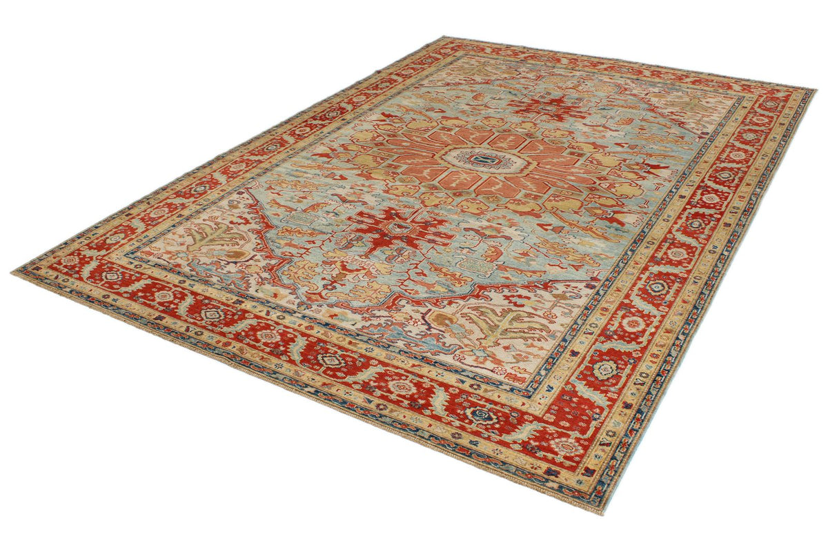 7x10 Blue and Red Turkish Traditional Rug