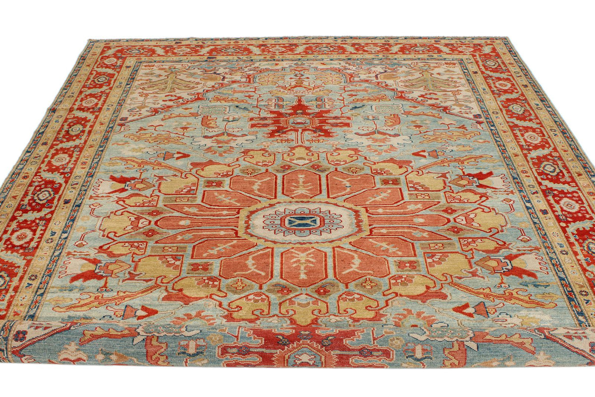 7x10 Blue and Red Turkish Traditional Rug