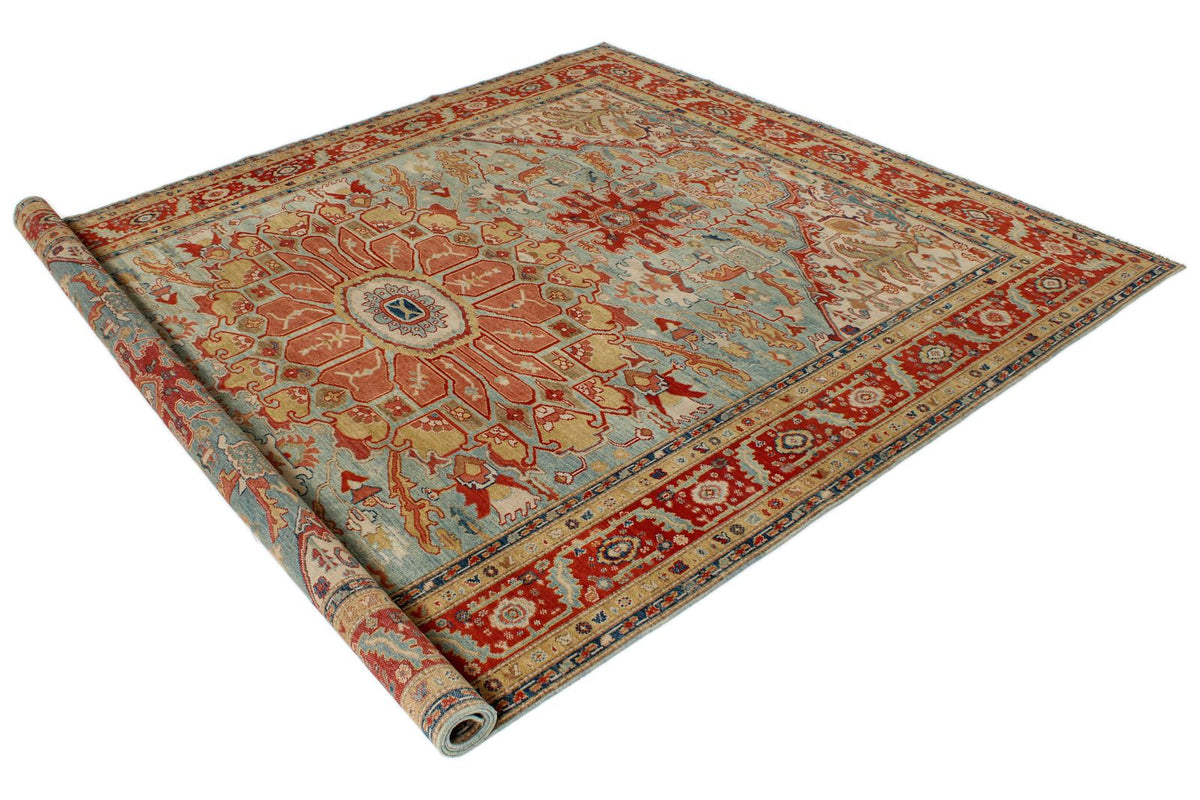 7x10 Blue and Red Turkish Traditional Rug